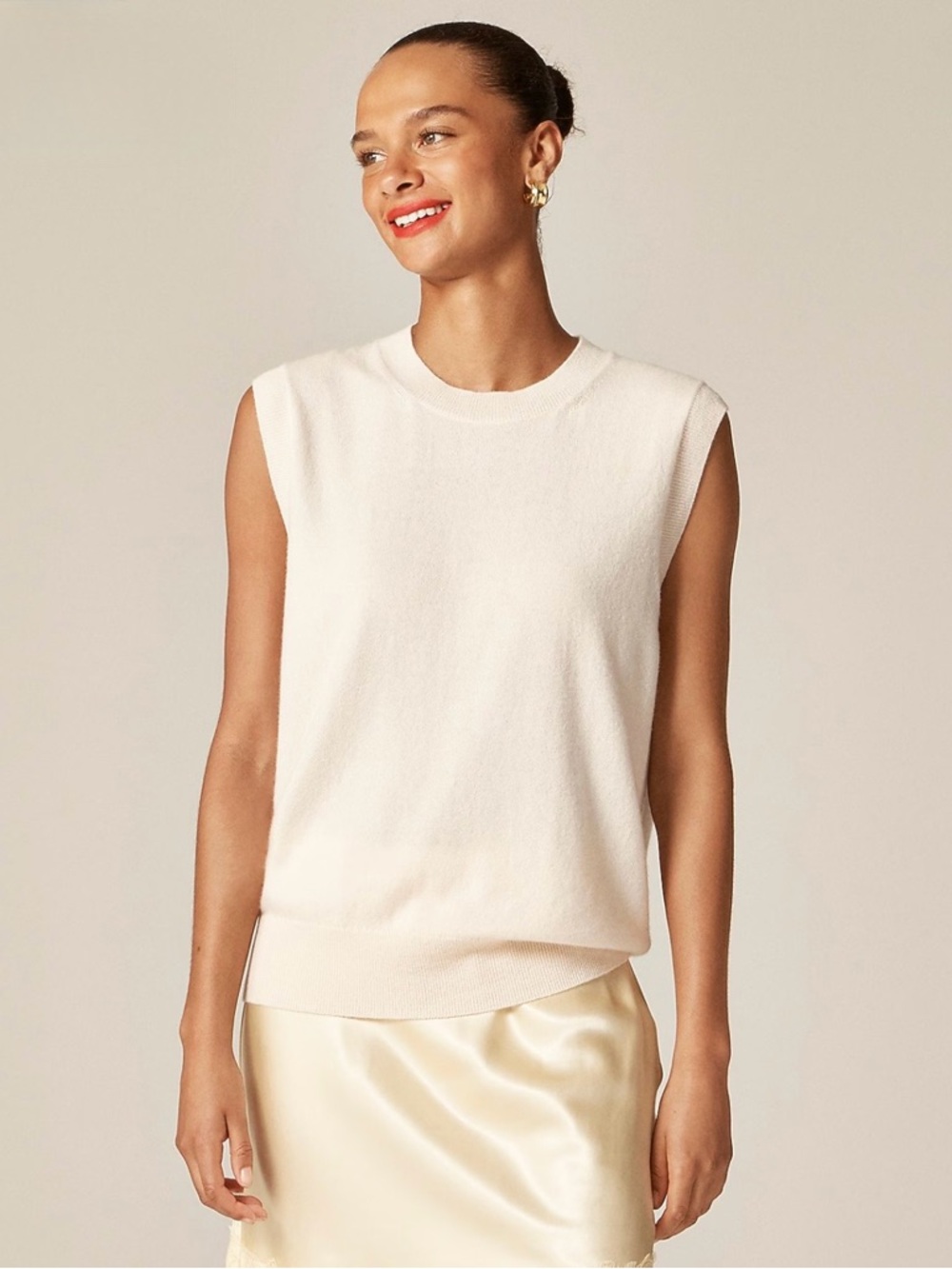 NWT J. Crew Cashmere Relaxed Sweater-vest Pink Heather Muslin
